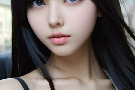 AI girl with black hair wallpaper