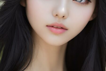 AI girl with black hair wallpaper