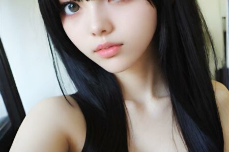 AI girl with black hair wallpaper