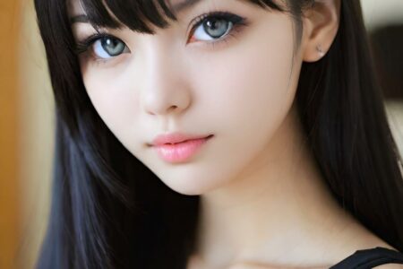 AI girl with black hair wallpaper
