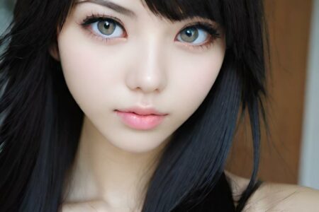AI girl with black hair wallpaper