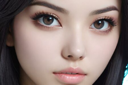 AI girl with black hair wallpaper