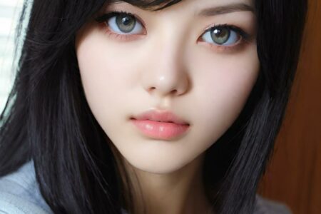 AI girl with black hair wallpaper