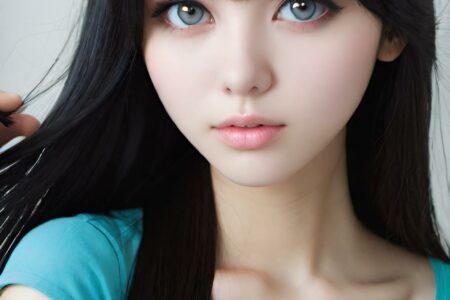 AI girl with black hair wallpaper