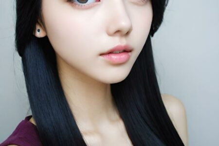 AI girl with black hair wallpaper