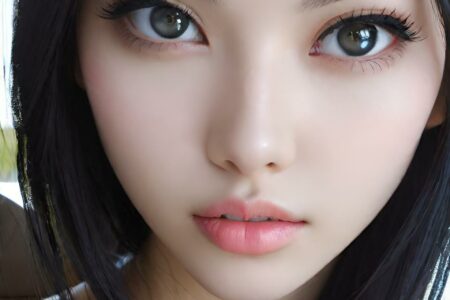 AI girl with black hair wallpaper