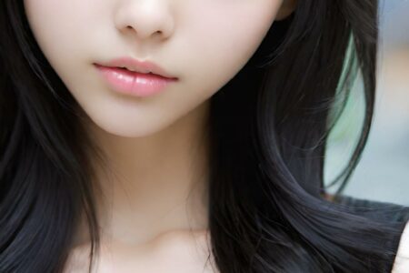 AI girl with black hair wallpaper