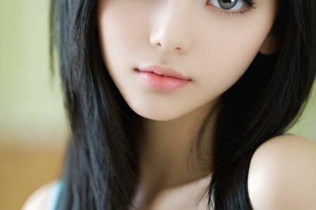 AI girl with black hair wallpaper