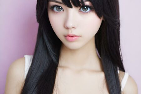 AI girl with black hair wallpaper