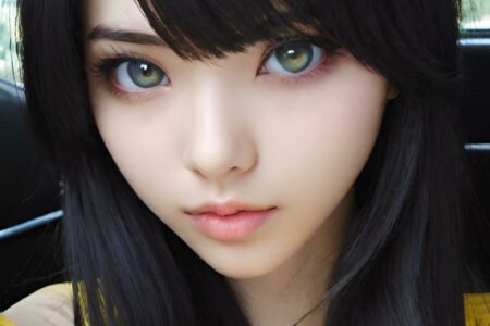 AI girl with black hair wallpaper