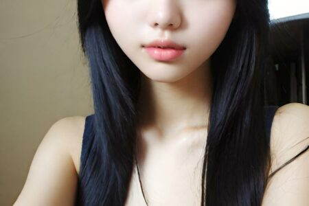 AI girl with black hair wallpaper