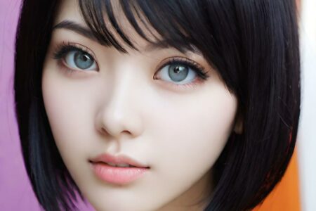 AI girl with black hair wallpaper