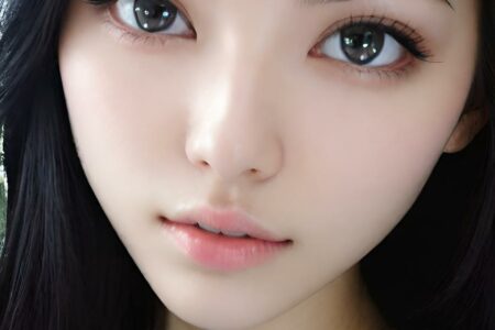 AI girl with black hair wallpaper