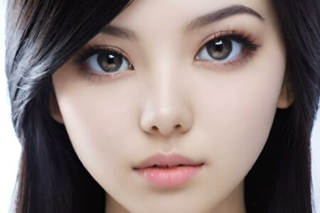 AI girl with black hair wallpaper