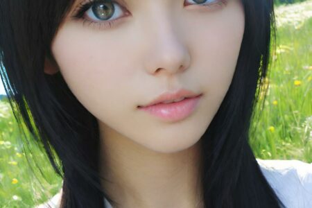 AI girl with black hair wallpaper