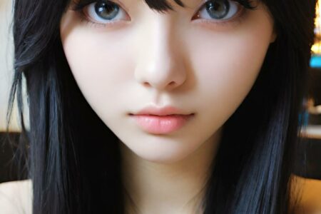 AI girl with black hair wallpaper