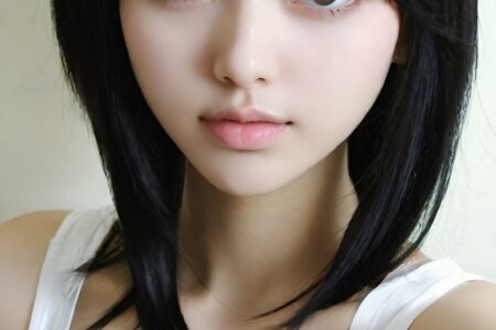 AI girl with black hair wallpaper