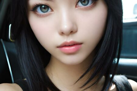 AI girl with black hair wallpaper