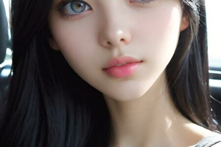 AI girl with black hair wallpaper