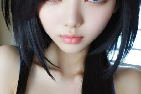 AI girl with black hair wallpaper