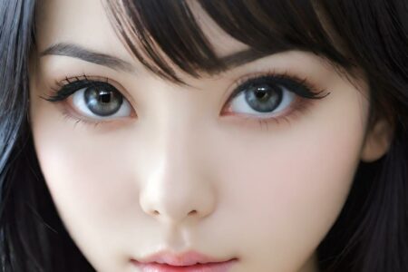 AI girl with black hair wallpaper
