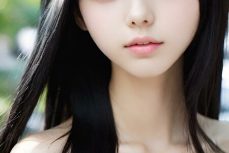 AI girl with black hair wallpaper