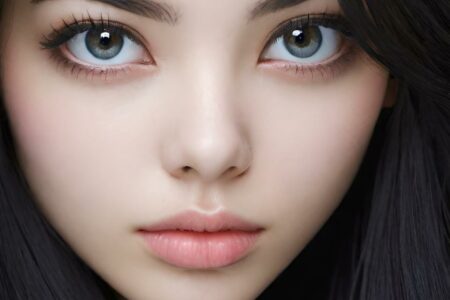 AI girl with black hair wallpaper