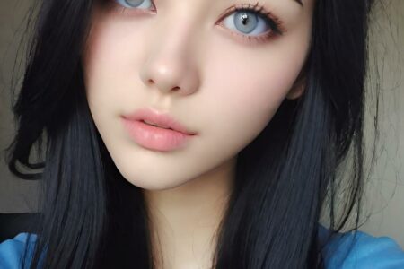 AI girl with black hair wallpaper