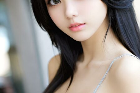 AI girl with black hair wallpaper