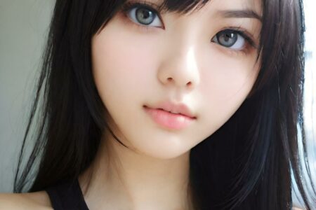 AI girl with black hair wallpaper