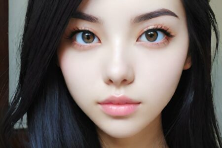 AI girl with black hair wallpaper