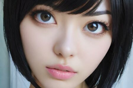 AI girl with black hair wallpaper