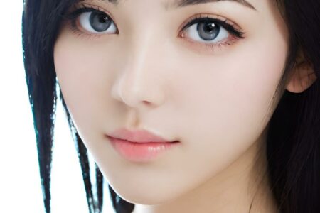 AI girl with black hair wallpaper