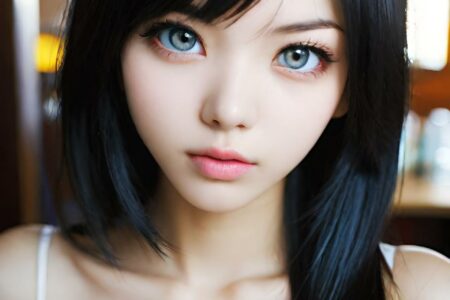 AI girl with black hair wallpaper