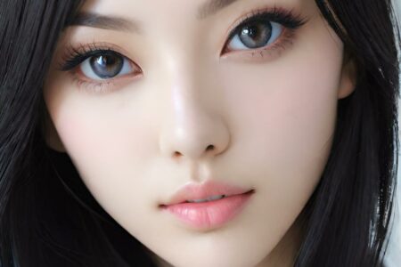 AI girl with black hair wallpaper