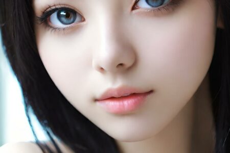 AI girl with black hair wallpaper