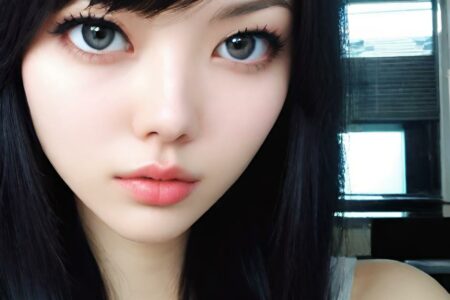 AI girl with black hair wallpaper