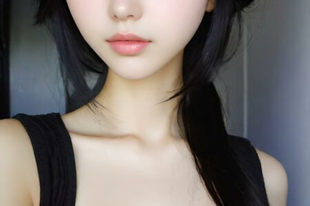 AI girl with black hair wallpaper