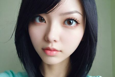 AI girl with black hair wallpaper