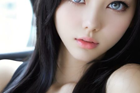 AI girl with black hair wallpaper