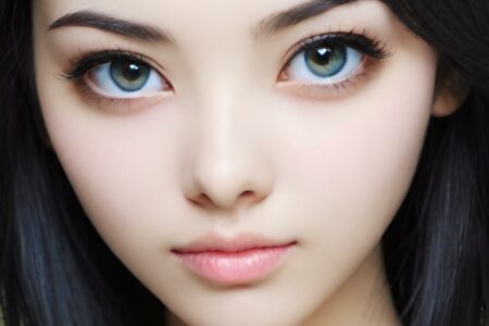 AI girl with black hair wallpaper