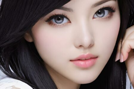 AI girl with black hair wallpaper