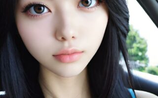 AI girl with black hair wallpaper