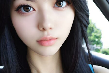 AI girl with black hair wallpaper