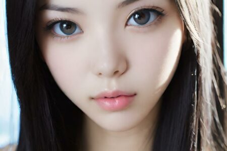 AI girl with black hair wallpaper