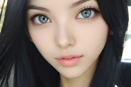 AI girl with black hair wallpaper