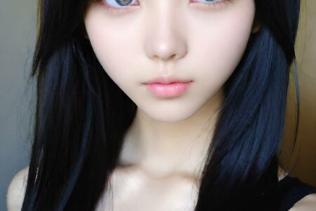 AI girl with black hair wallpaper