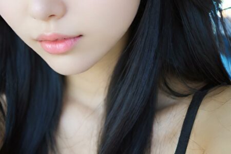 AI girl with black hair wallpaper