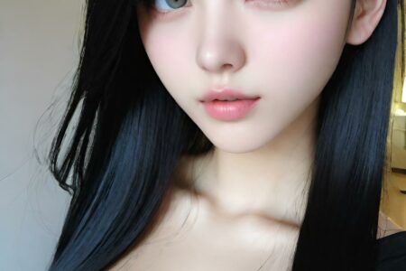 AI girl with black hair wallpaper