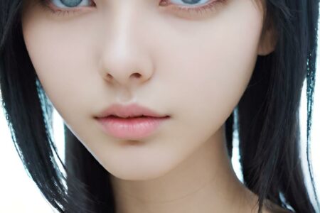 AI girl with black hair wallpaper